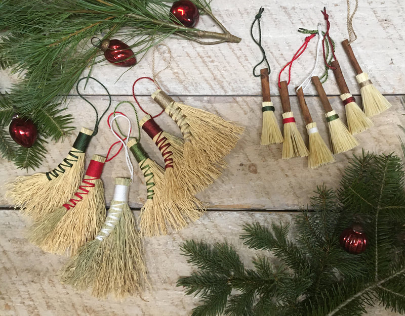 traditional handmade corn broom ornament christmas pagan holiday solstice cinnamon