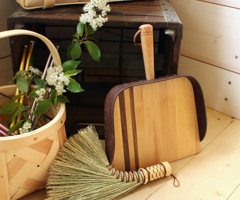 traditional handmade turkey wing whisk broom wooden dustpan 