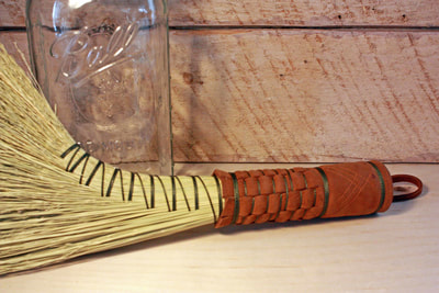 traditional broomcorn corn turkey wing whisk broom leather